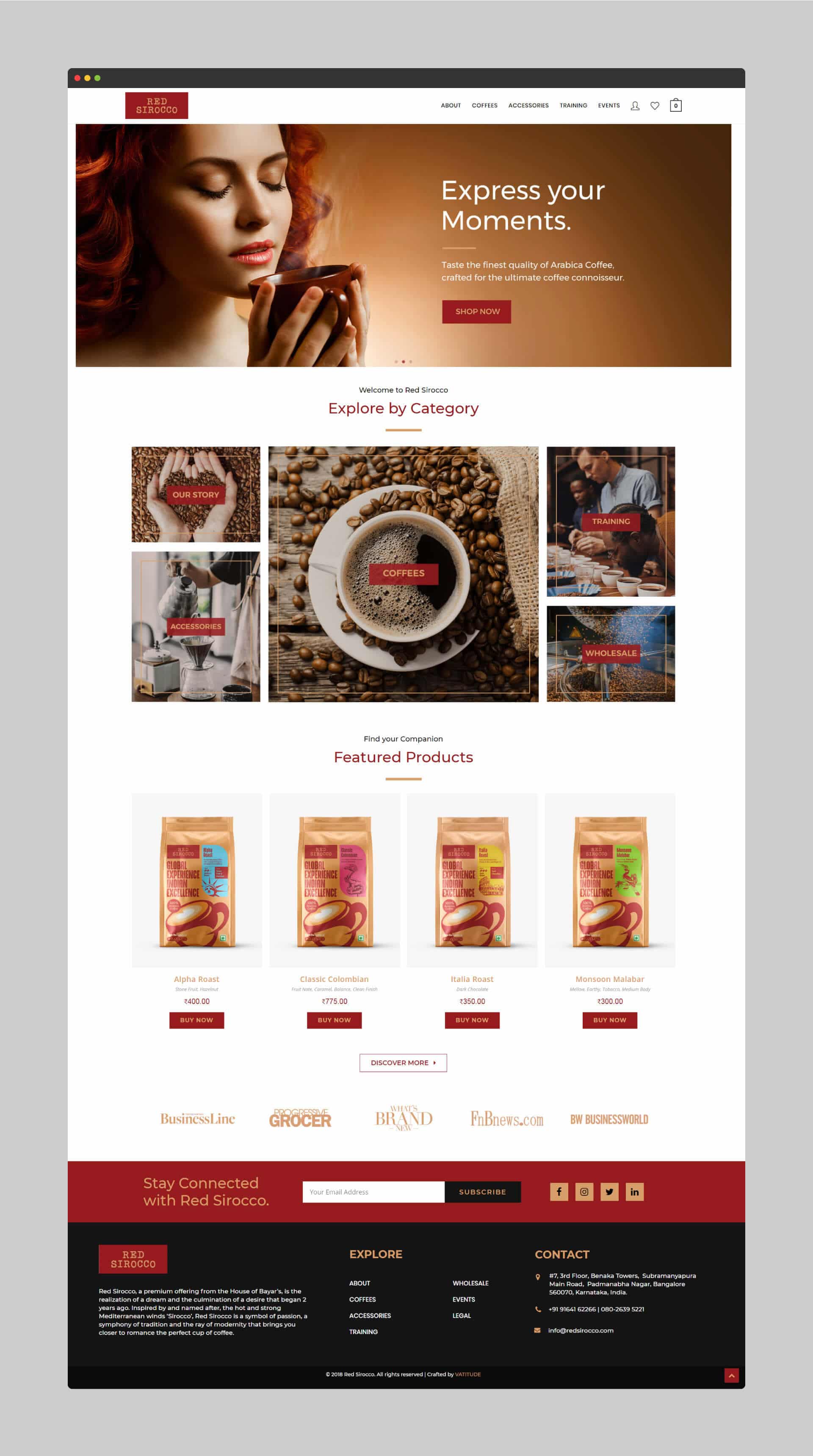 Red Sirocco Coffee Ecommerce Website Design Screen 2 Vatitude Building Smarter Brands